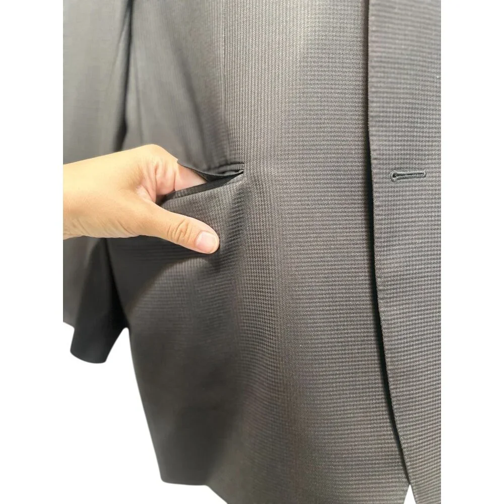 Canali 2 Piece Suit 3 Buttons Blazer Pleated Dress Pans Mens 52R Wool Inseam 30